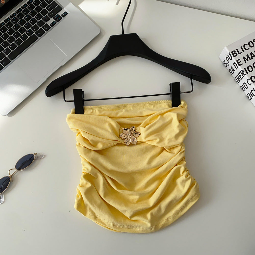 Sense of designniche stylestereo flower age reduction camisole women's pure desire sexy hot girl outwearshortcrop toptops