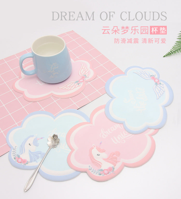 Car anti-slip mat pvc silicone coaster heat insulation pad decorative car creative cartoon interior center console organizer