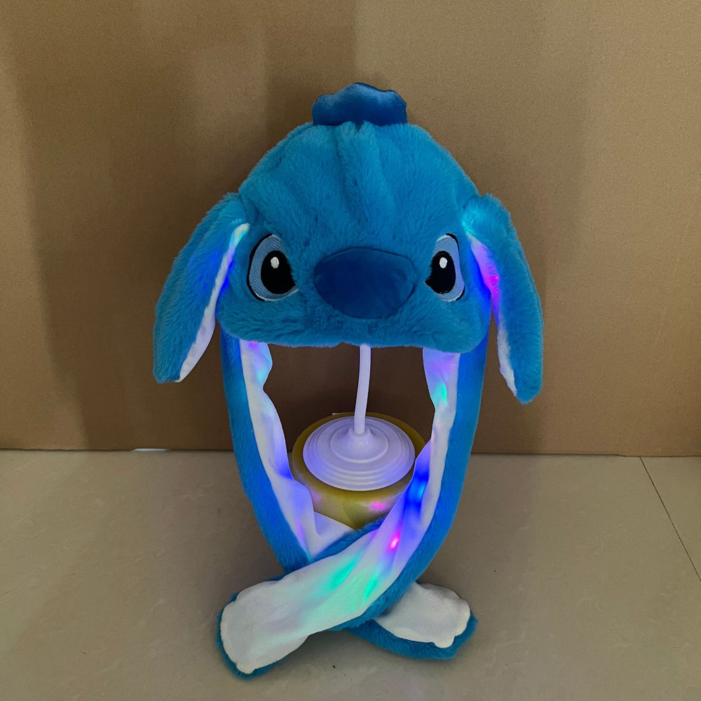 Trending plush cartoon hat with moving ears - glow-in-the-dark bunny hat for night markets - wholesale kids' and family styles