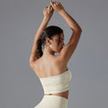 New arrivalpure color chest-wrapped yoga wear tops pleated tube top breathable silm anti-shedding running sports intimates fitness wear