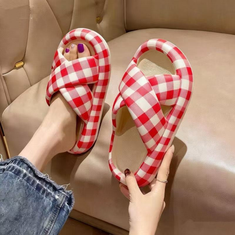 new arrival cross slippers women's summer popularfashion graffiti outwearthick sole home indoor one-line sandals slippers