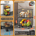 Kitchen basket storage rack, freestanding multi-tier fruit and vegetable organizer, multi-functional oven and microwave rack, pot and pan shelf