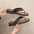 Thick sole square toe flip flops women 2025 summer new arrivalfashionoutwear beach beach retro flip flops