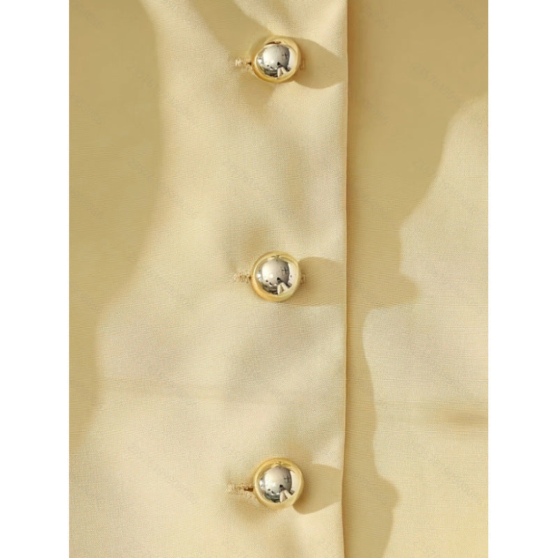 Women's summer new arrival: elegant commute style, minimalist solid color, turn-down collar, slim-fit sleeveless blouse