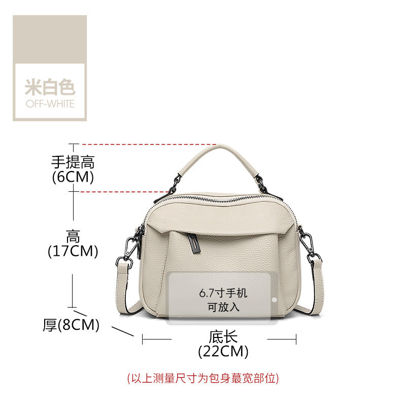 Genuine leather portable shoulder bag 2025 new fashionable small and large-capacity messenger bag high-end casual cowhide women's bag