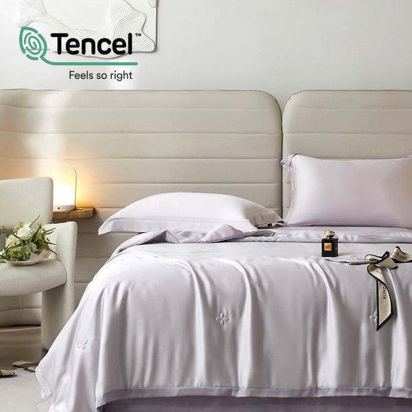 Solid color light luxury Lenzing Tencel summer cool quilt four-piece Lyocell fiber summer cool ice silk air conditioner quilt