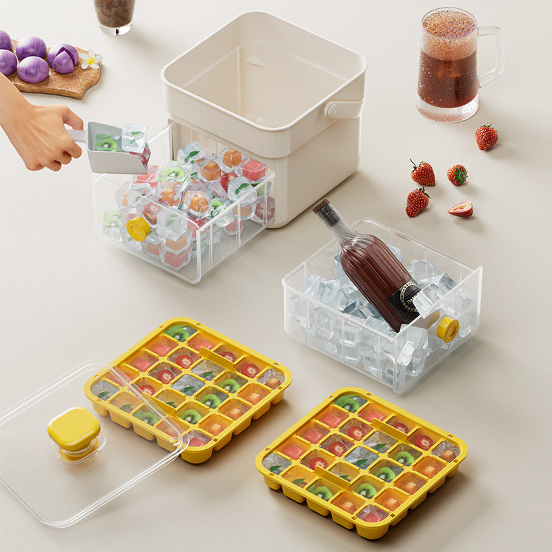 Press Ice Grid Ice Cube Mold Ice Box Frozen Ice Hockey Artifact Abrasives Large Capacity Ice Storage Household Food Grade Refrigerator