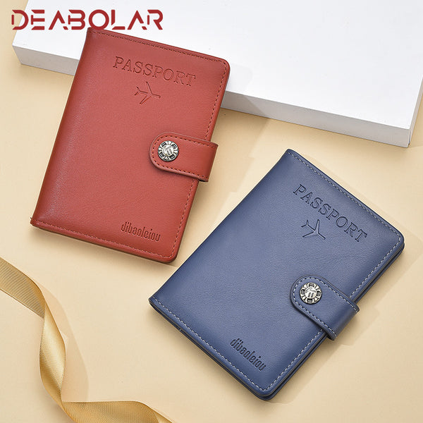 New Fashion Buckle Boarding Pu Leather ID Bag Aircraft Travel Passport Book Protective Case Multifunctional Passport Bag