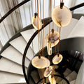 Accessible luxury all-copper spanish marble living room chandelier new chinoiserie round cake restaurant duplex house courtyard rotate staircase