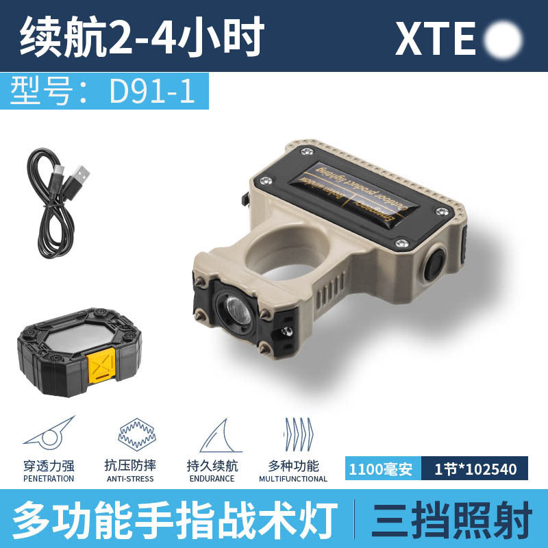 Cross-border new car self-defense finger light USB charging finger glove self-defense self-rescue broken window survival emergency lighting