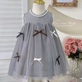 Girls' summer lightweight dress  new style children's sleeveless tank top mesh skirt baby bow princess dress