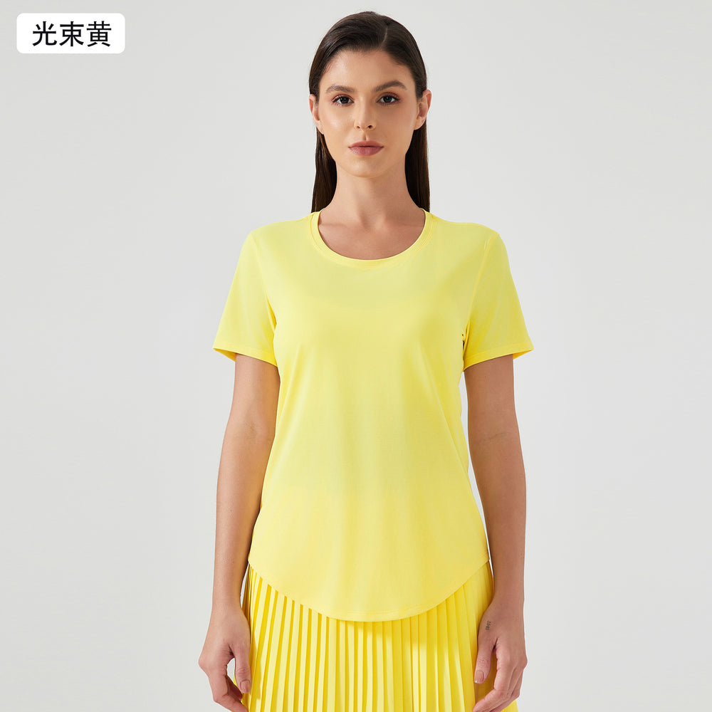 New lightweight, breathable, quick-dry, loose-fit activewear top - versatile, slimming, and figure-flattering short-sleeve yoga shirt d25017