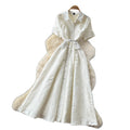 Elegant and chic notch lapel short sleeve dress - women's summer korean style, slimming a-line, office-ready, and perfect for special occasions
