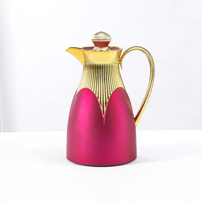 Wholesale cross-border luxury insulated kettle: large capacity coffee pot for home and commercial use, insulated water kettle with logo, gold teapot