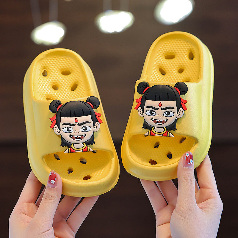 Slippers kidsbath bathroom slippers summer boys and girls cut out leaky non-smelly feet indoor for home soft bottom sandals