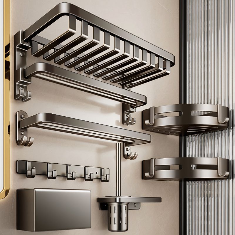 Gun gray towel rack bathroom storage rack punch-free bathroom shelf all-in-one pendant toilet space aluminum bath towel rack