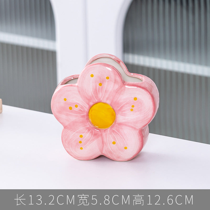 Tulip flower makeup brush holder office pen holder - trendy ins style bedroom decor desktop organizer