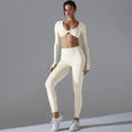 New solid color seamless underwear double-sided nylon long sleeve activewear yoga set - high elasticity, tight fit, anti-odor gym & yoga apparel