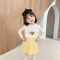Spring new arrival: sweet cartoon knitted vest dress for little girls