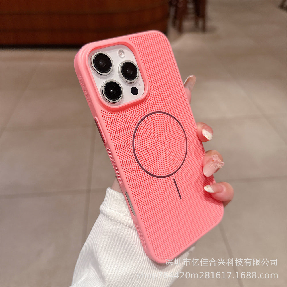 Ice-feeling summer heat-dissipating magnetic mesh suitable for apple 17promax ultra-thin pc frosted mobile phone case iphone16