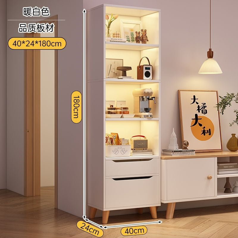 Bookcase for home standing cabinet bookshelf floor-standing storage rack living room storage cabinet small narrow cabinet dust-proof storage cabinet storage cabinet