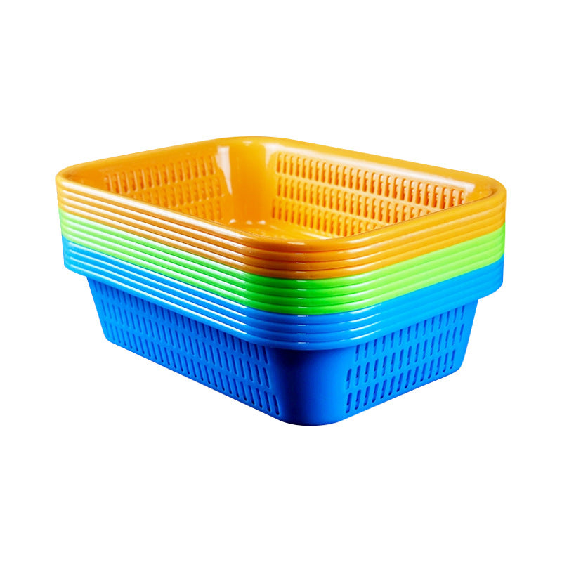 Plastic basket Rectangle storage basket Thickened drain basket Kitchen vegetable basket Plastic basket Square sieve Distribution sorting frame
