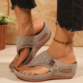 fashionplus size2025summernew arrival clip-toe wedge heel fashion laser rivet herringbone sandals for women wholesale