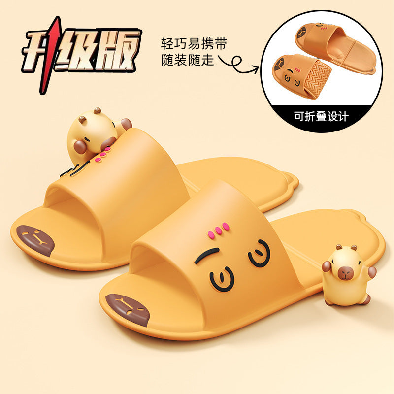 Foldable travel cartoon slippers - women's portable, non-slip disposable slippers for travel, business trips, hotels, and bathing