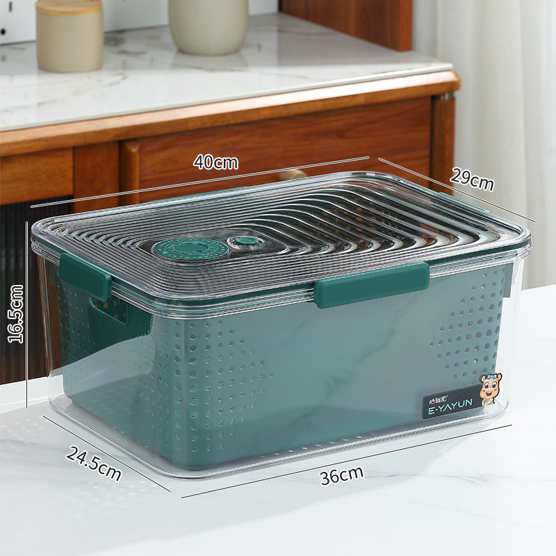 Refrigerator storage box double layer drain basket crisper pet plastic transparent thickened fruit vegetable freezer storage box