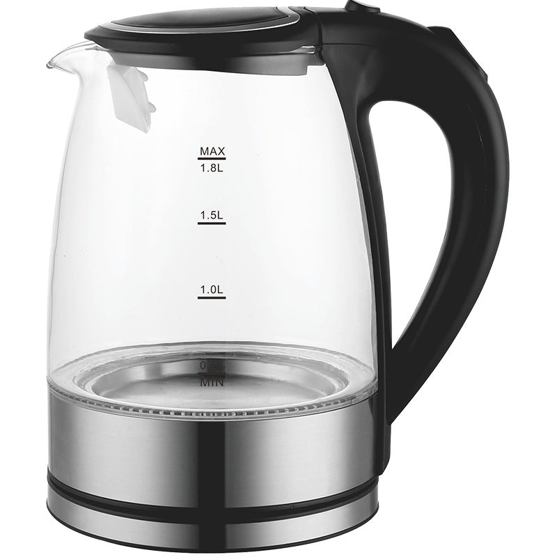 1.8l high borosilicate glass blue light electric kettle - stainless steel, rapid heating, auto shut-off, and boil-dry protection