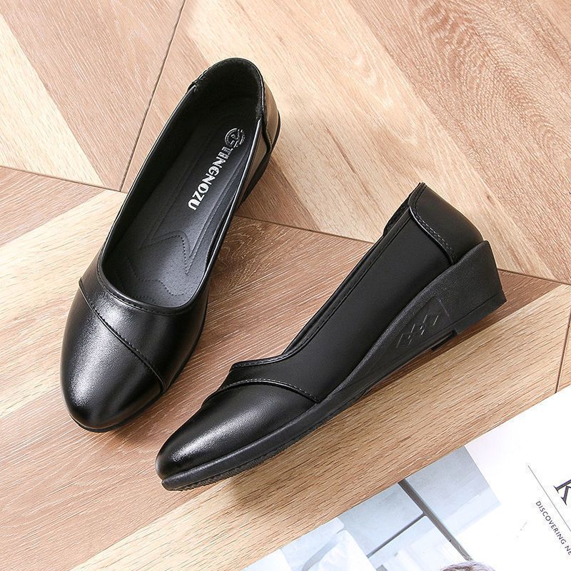 Soft leather loafers - women's work shoes - new slip-on comfort shoes for middle-aged women