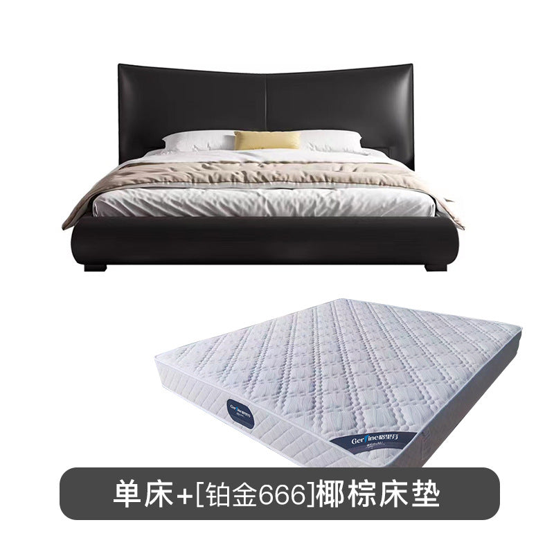 Italian light luxury genuine leather bed bedroom wedding bed designer style king size bed 1.8m trending black double bed