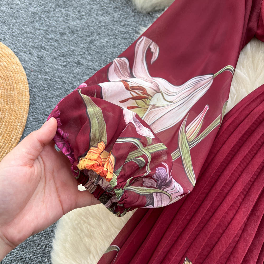 French chic, effortless style: premium printed dress for women - autumn collection. figure-flattering, slimming, and elegant with pleated detailing