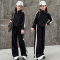 Girls' premium fashion activewear set - new korean style spring/autumn outfit: stylish top & wide-leg pants two-piece set