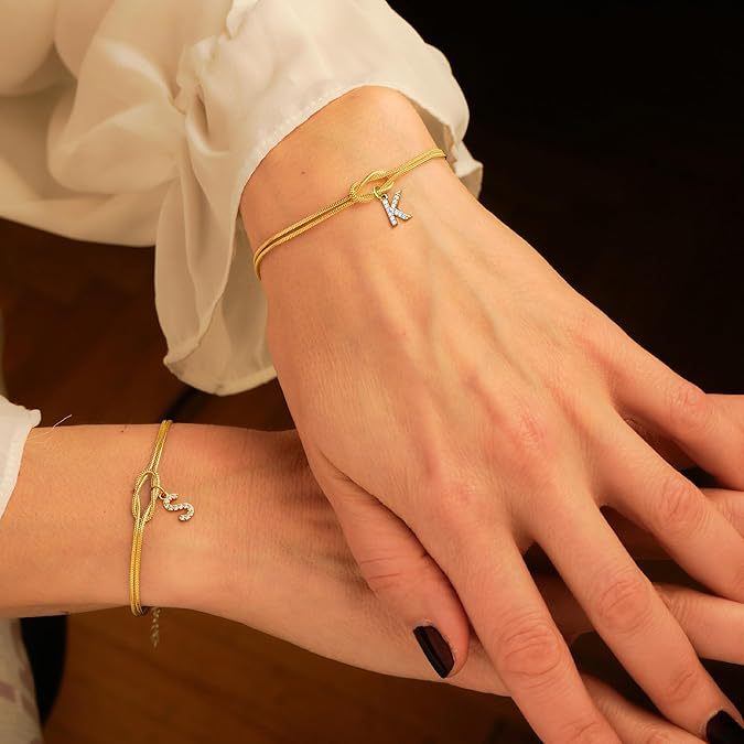 Amazon's new zircon 26 letter bracelet fashion concentric knot round snake bone bracelet couple friendship bracelet