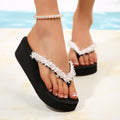 Thick sole flip flops for women, wedge heel, summer non-slip mid-heel outwear flip-flops, seaside casual beach sandals