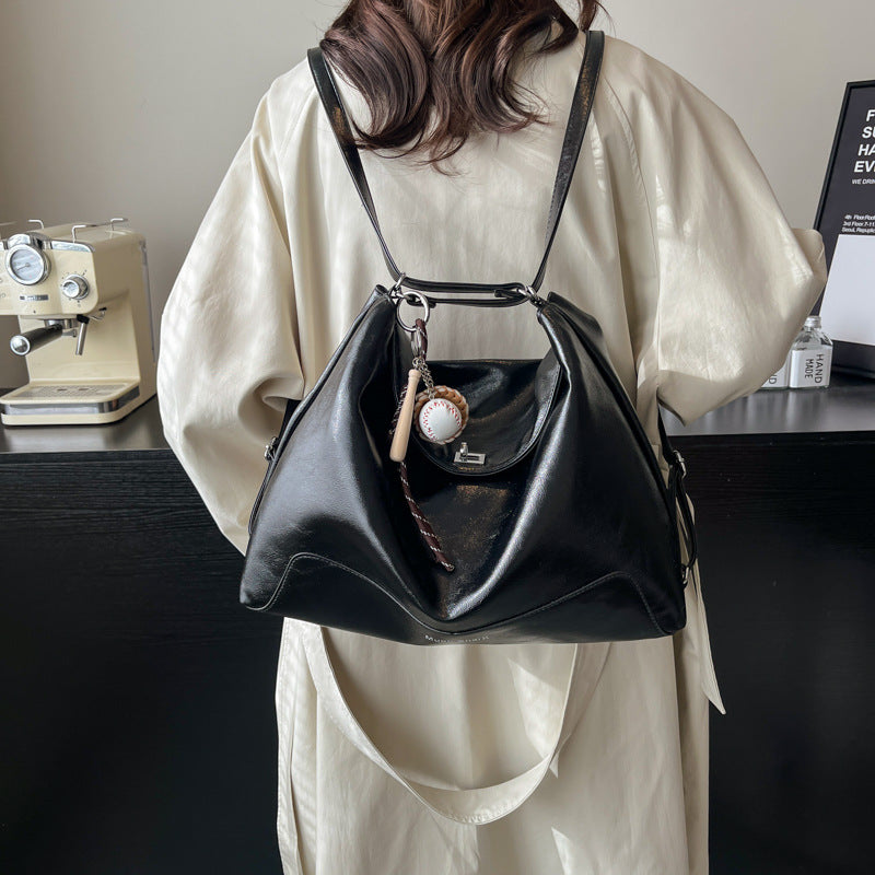 Retro pu large-capacity bag women's autumn and winter 2025 new tote bag multi-functional shoulder and shoulder dual-purpose bag