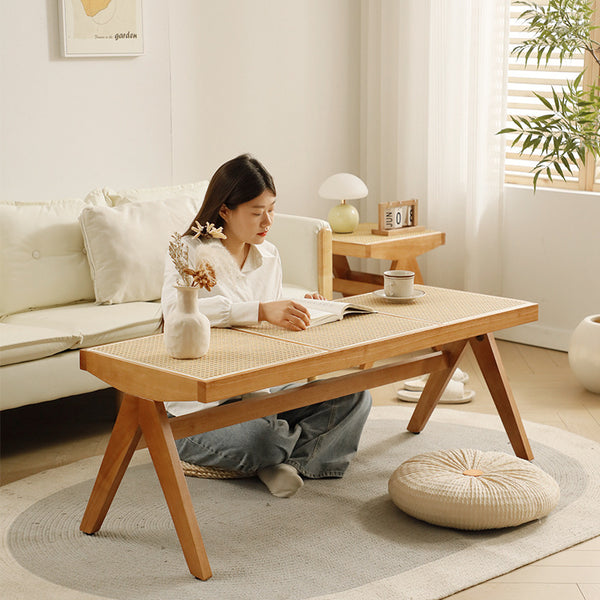 Solid wood shoe stool door can sit Internet celebrity rattan bench in the ancient style home wear shoes stool light luxury high sense