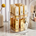 Cosmetic organizer box - trendy transparent rotating makeup brush holder with lid, dustproof desktop lipstick organizer