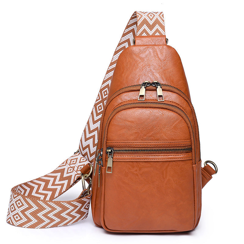 Foreign trade bags women's messenger bag new  breast bag women's PU soft leather retro messenger mobile phone change bag