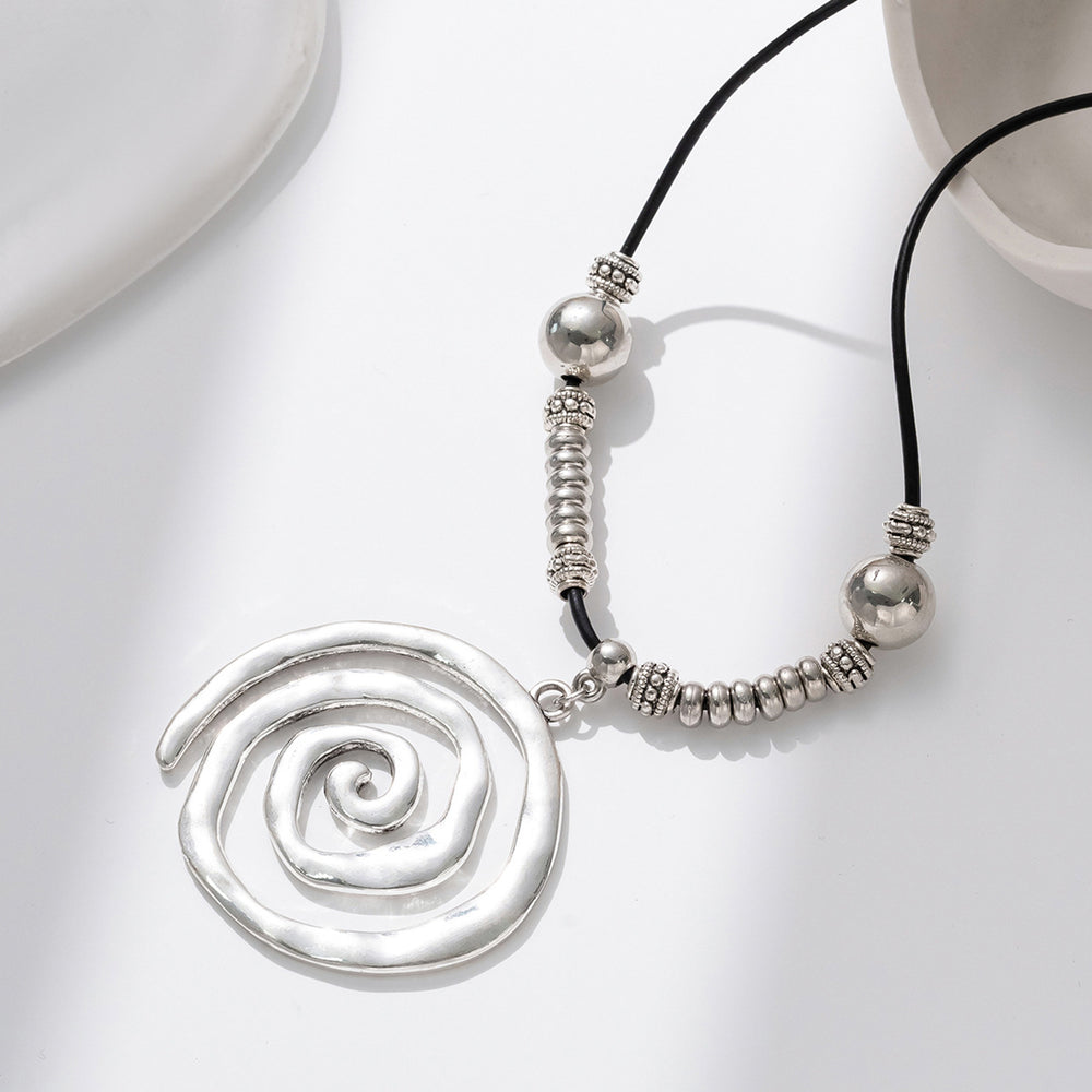 Beaded necklace wholesale cross-border high-end statement jewelry metal geometric threaded pendant designer clavicle chain for women