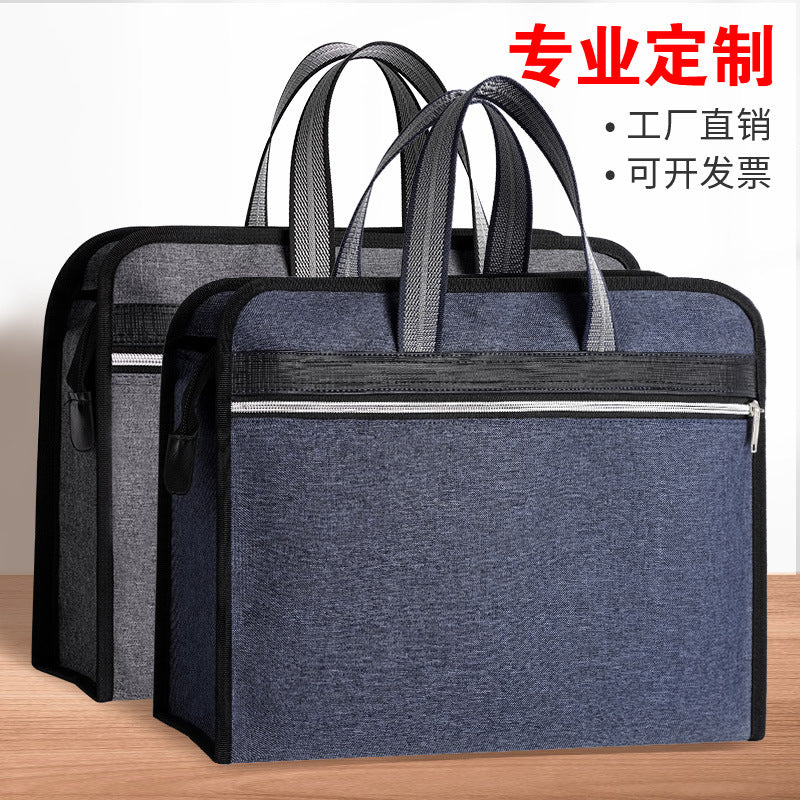 Oxford cloth a4 zipper file folder - men's office document bag, waterproof, large capacity briefcase with custom printing