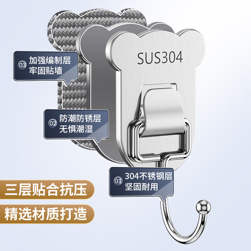 No punching hook toilet kitchen wall hanging clothes non-marking adhesive hook strong load-bearing door storage adhesive hook customization