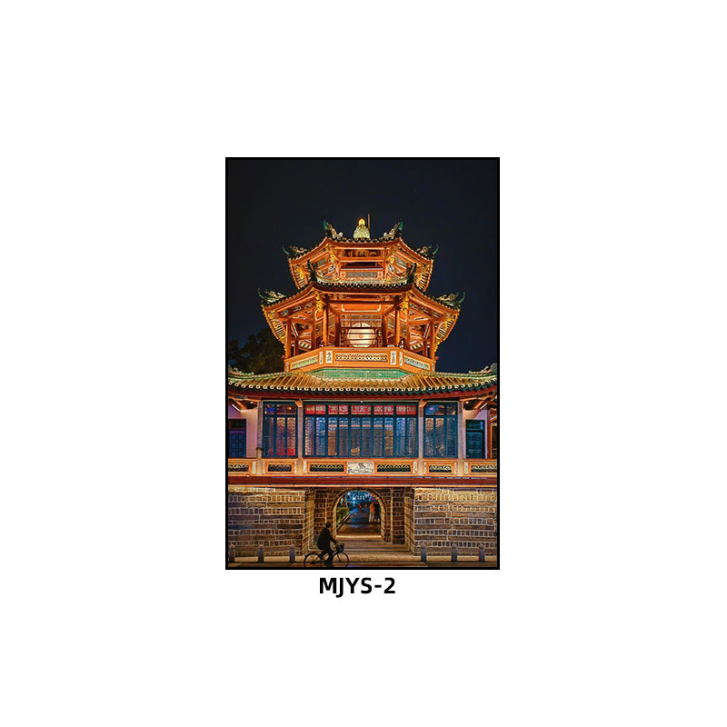 Jieyang ancient city architectural landscape hanging painting hotel box wall decoration painting hot pot restaurant restaurant characteristic cultural tourism mural