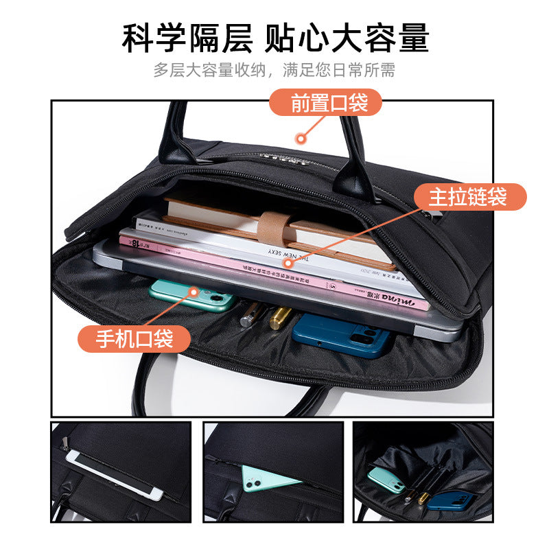 Business briefcase, large capacity waterproof document organizer, handheld file bag, conference bag - customizable with printing