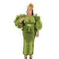 women's clothing african style gridsilm hot diamond puff sleeves long sleevesilmfake two-piecedress long skirt