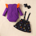 new cross-border heat transfer baby & toddler autumn long-sleeve halloween suspender dress three-piece set with triangle romper
