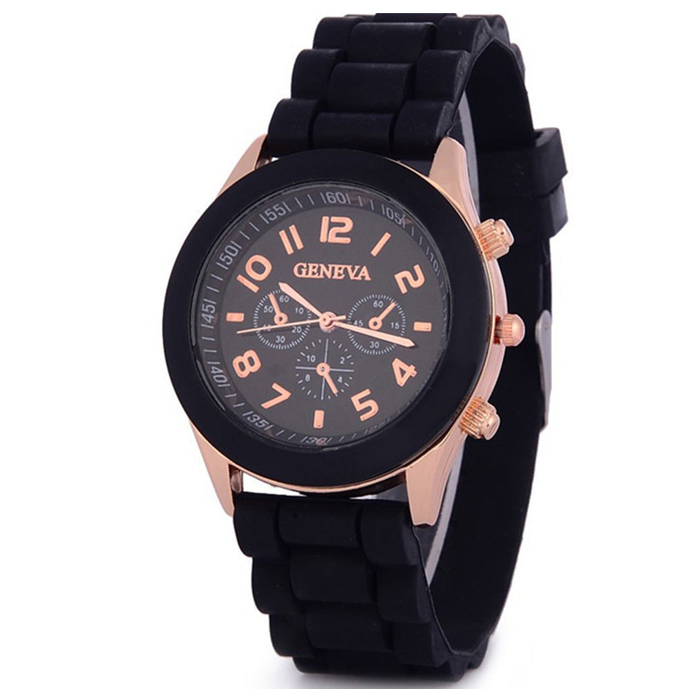 Aliexpress geneva silicone watch fashionable beautiful colorful jelly student sports women's sports watch cross-border