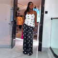 European and american cross-border african women's clothing  summer new fashion elegant polka dot camisole top and high-waisted pants set