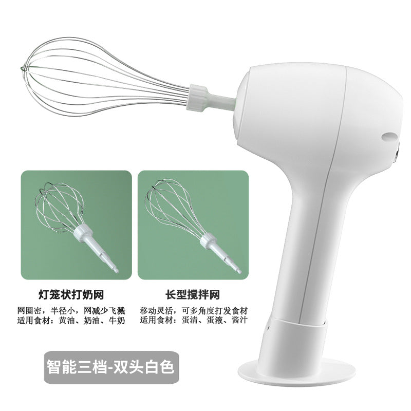 Wireless electric hand mixer - mini multifunctional milk frother, cream whisk, and automatic coffee stirrer with base